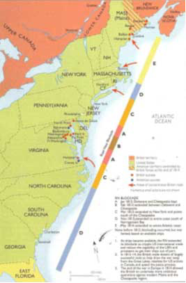 The Royal Navy’s blockade of the USA, from Carl Benn’s The War of 1812